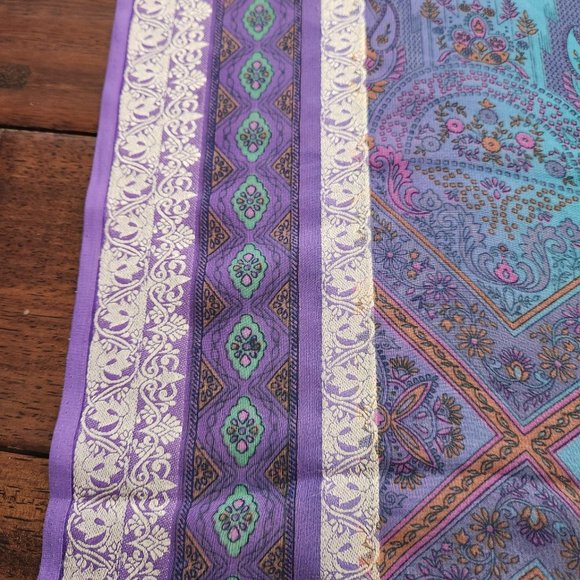 blue sari / 6 yards fabric - Picture 4 of 6